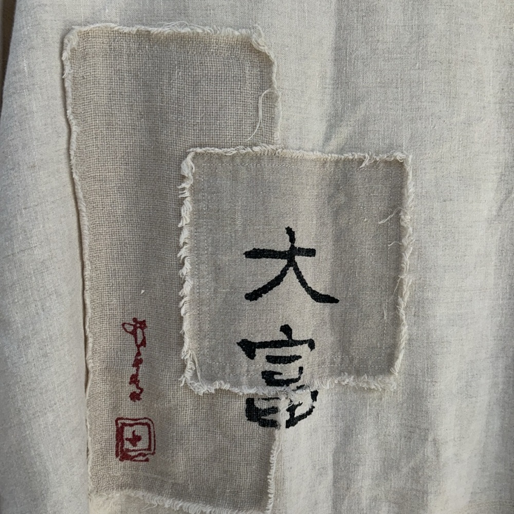 CHICO’S DESIGN Button-Up Jacket with Patch Detail Size 2 💯 % LINEN - Picture 3 of 15